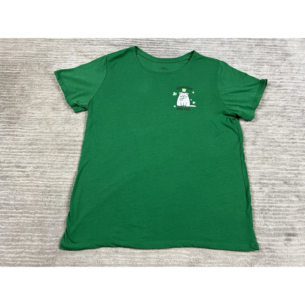 St Patricks Day Top Womens Large Green‎ Short Sleeve T-Shirt Tee Celebrate